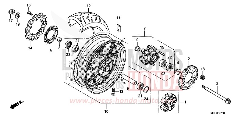 ROUE ARRIERE de Integra 750 MAT BULLET SILVER (NH389) de 2014